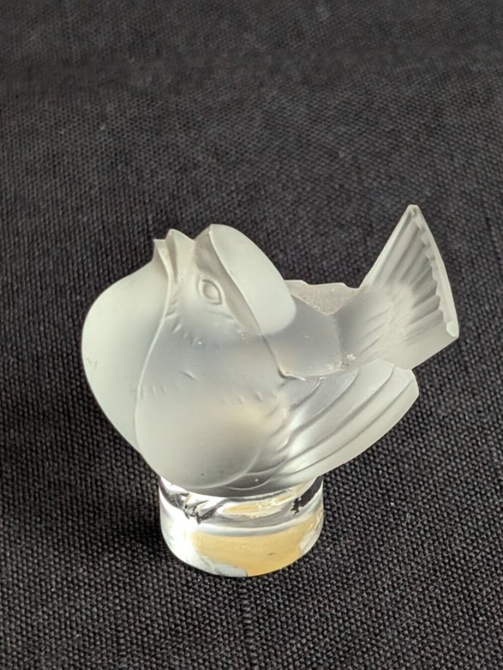 Lalique Irene Miniature Crystal Bird Sparrow Figurine Paperweight Signed